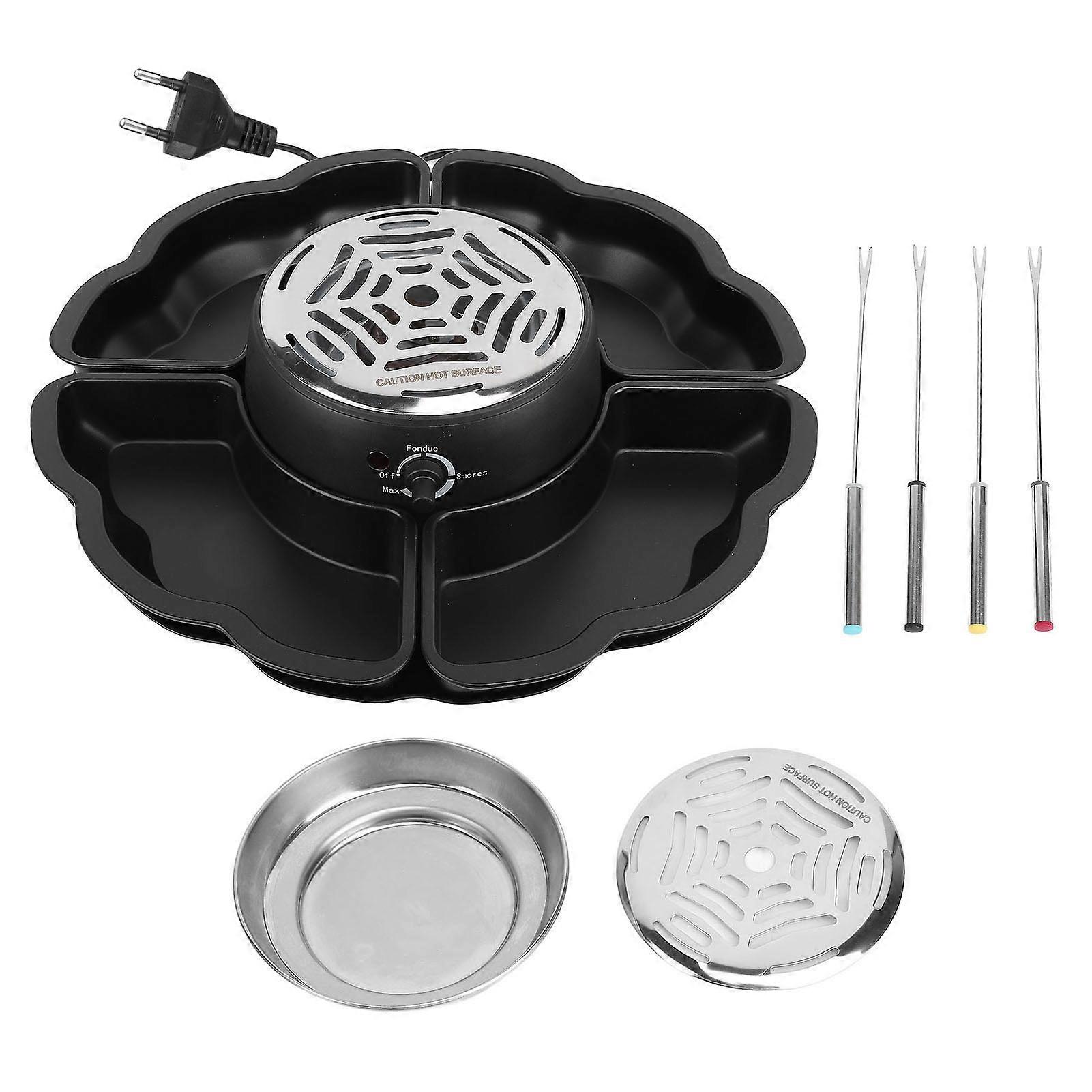 Chocolate Fondue Set Tabletop Indoor Kit Electric Smores Roaster with Detachable Trays for Game Movie Date Night