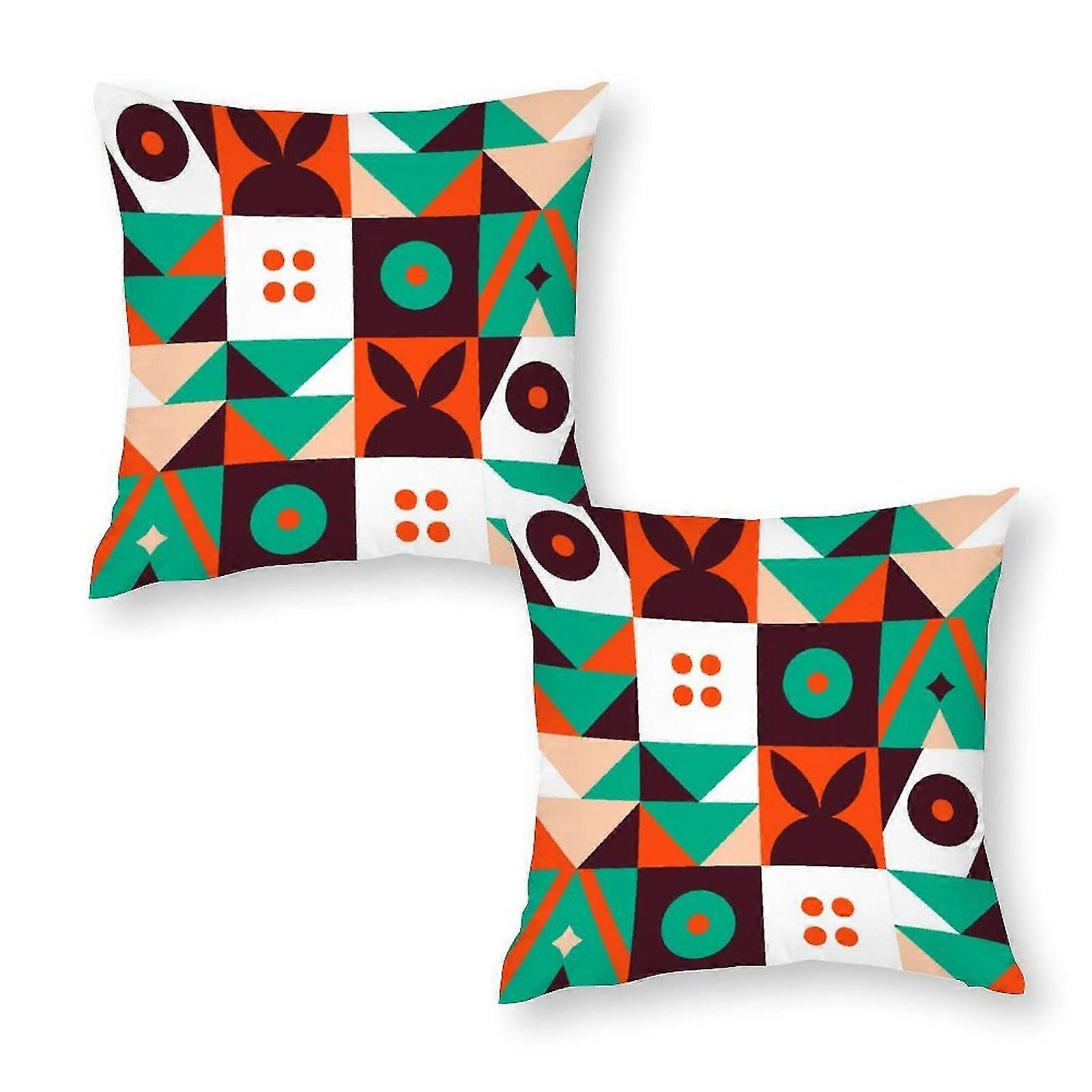 Tiled Square Pattern Pillow Covers Set Of 2