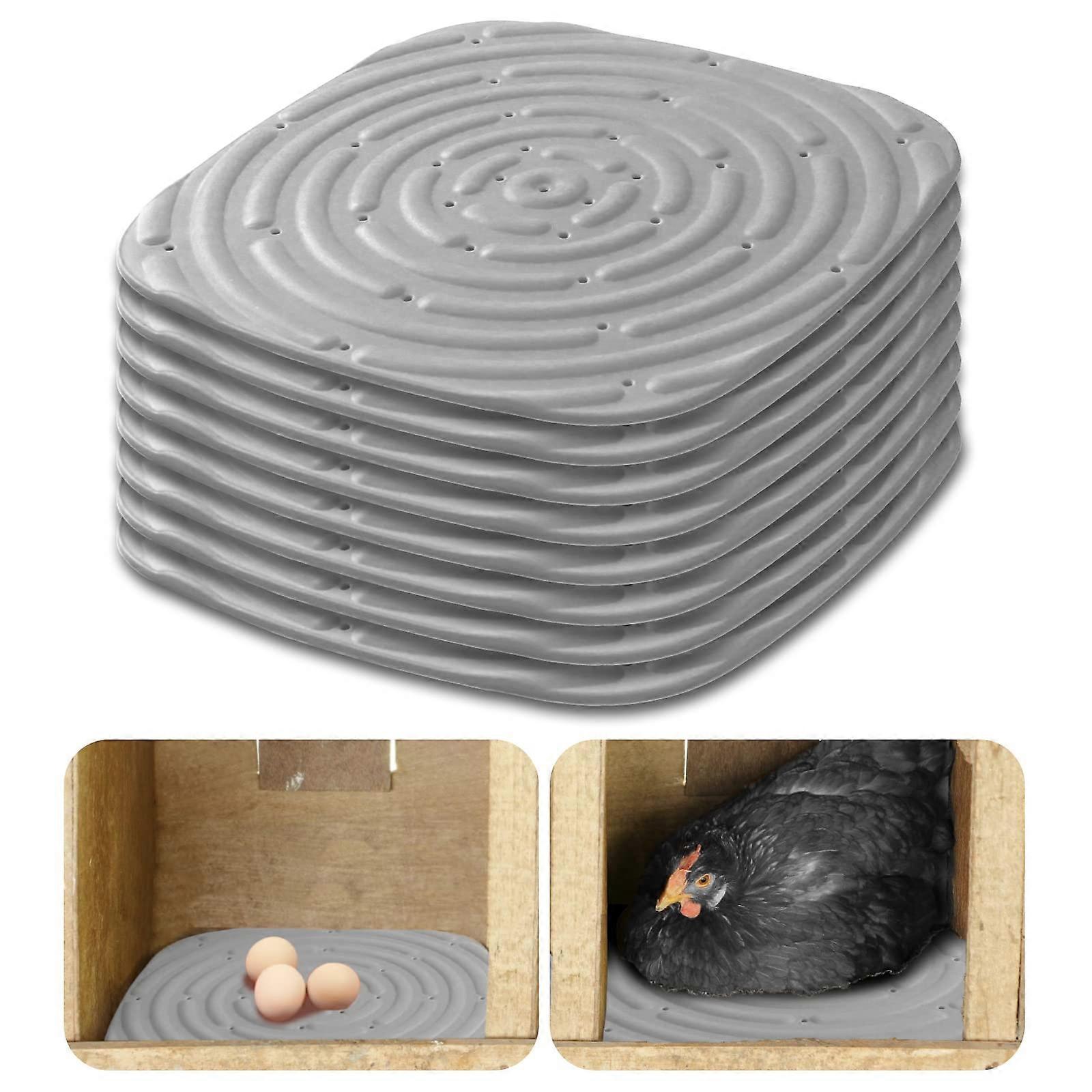 Pack of 8 laying nests for chickens, nesting pads, reusable (grey)
