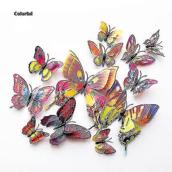 New Style 12pcs Double Layer 3d Butterfly Wall Stickers Home Room Decor Butterflies For Wedding Decoration Magnet Fridge