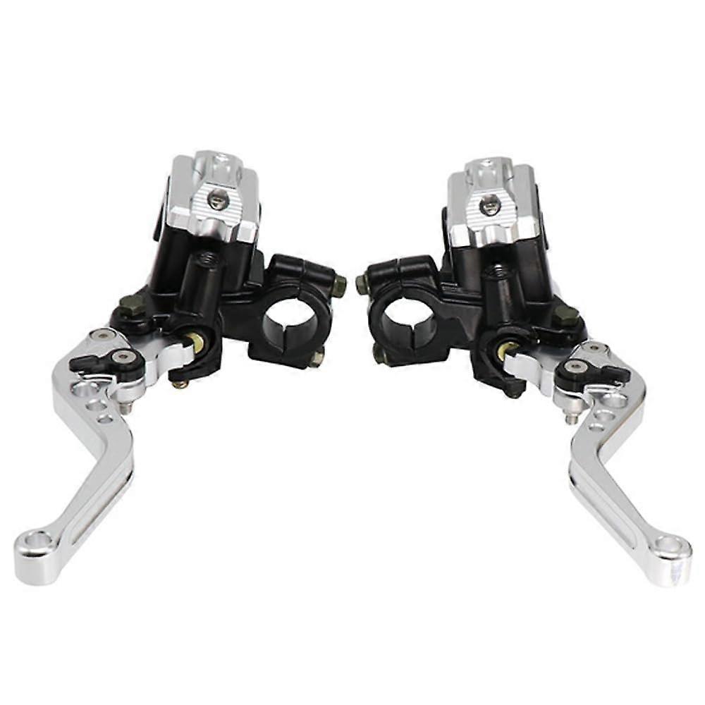 Universal Motorcycle 7/8' 22mm CNC Hydraulic Brake Clutch Lever Master Double Pump (Silver)