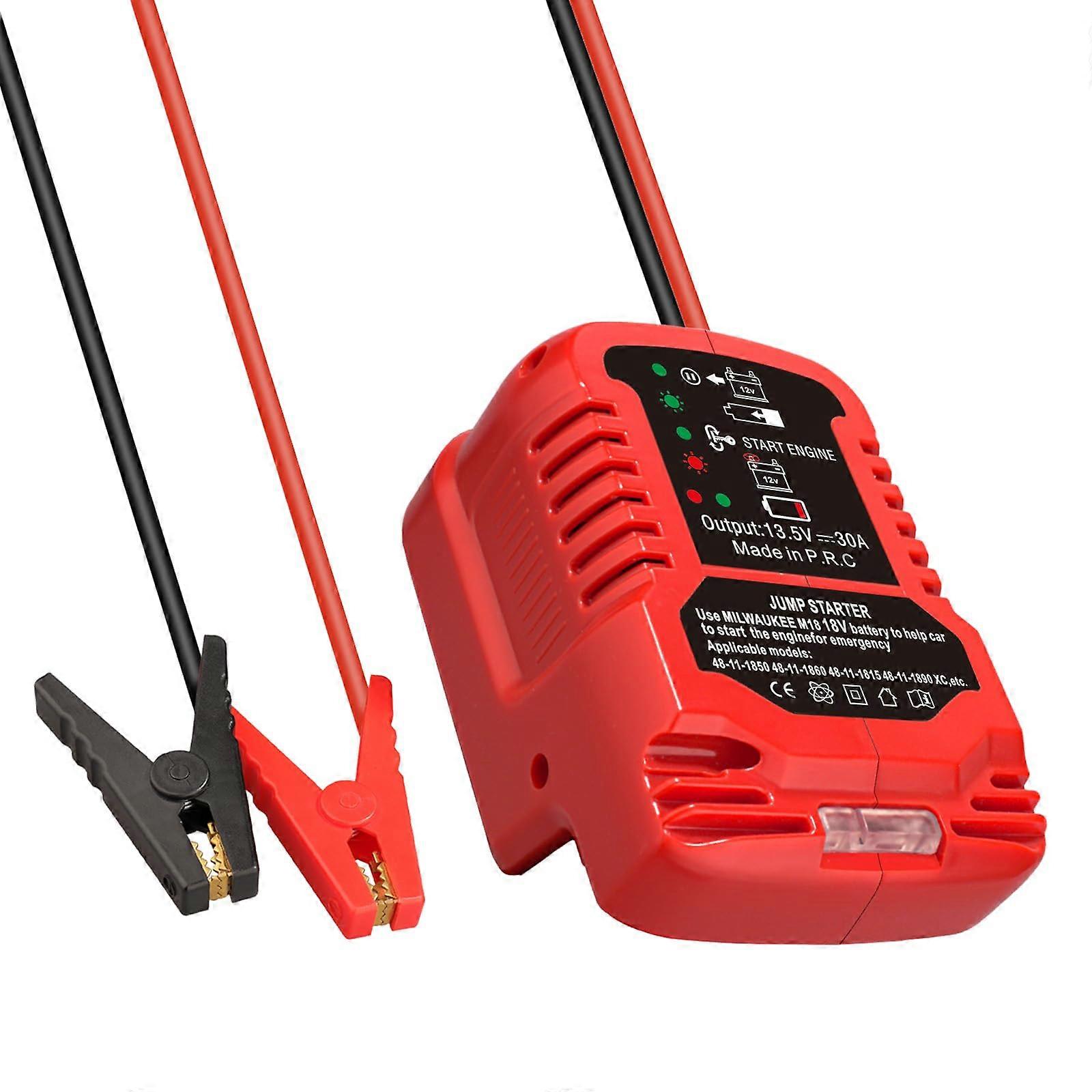 Jumper Starter Adapter for Milwaukee 18V M18 Batteries 12V Jumper Cables kit,Automotive Booster Cable Adapter(Battery not Included)