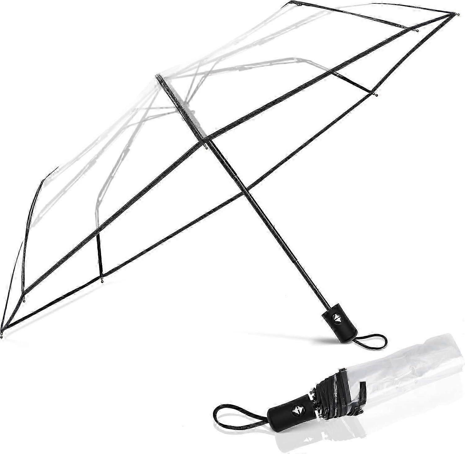 Clear Umbrella Transparent Portable Umbrella Auto Open Close Umbrella Compact