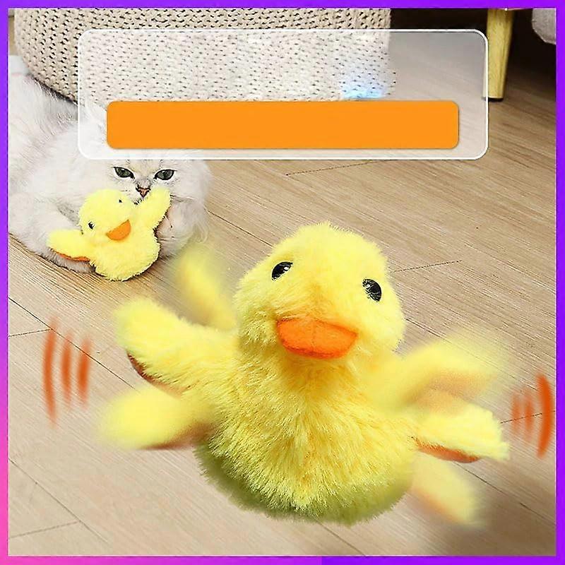 Flapping Duck Cat Toys Interactive Electric Bird Plush Toy with Catnip Vibration Sensor for Kittens, Yellow