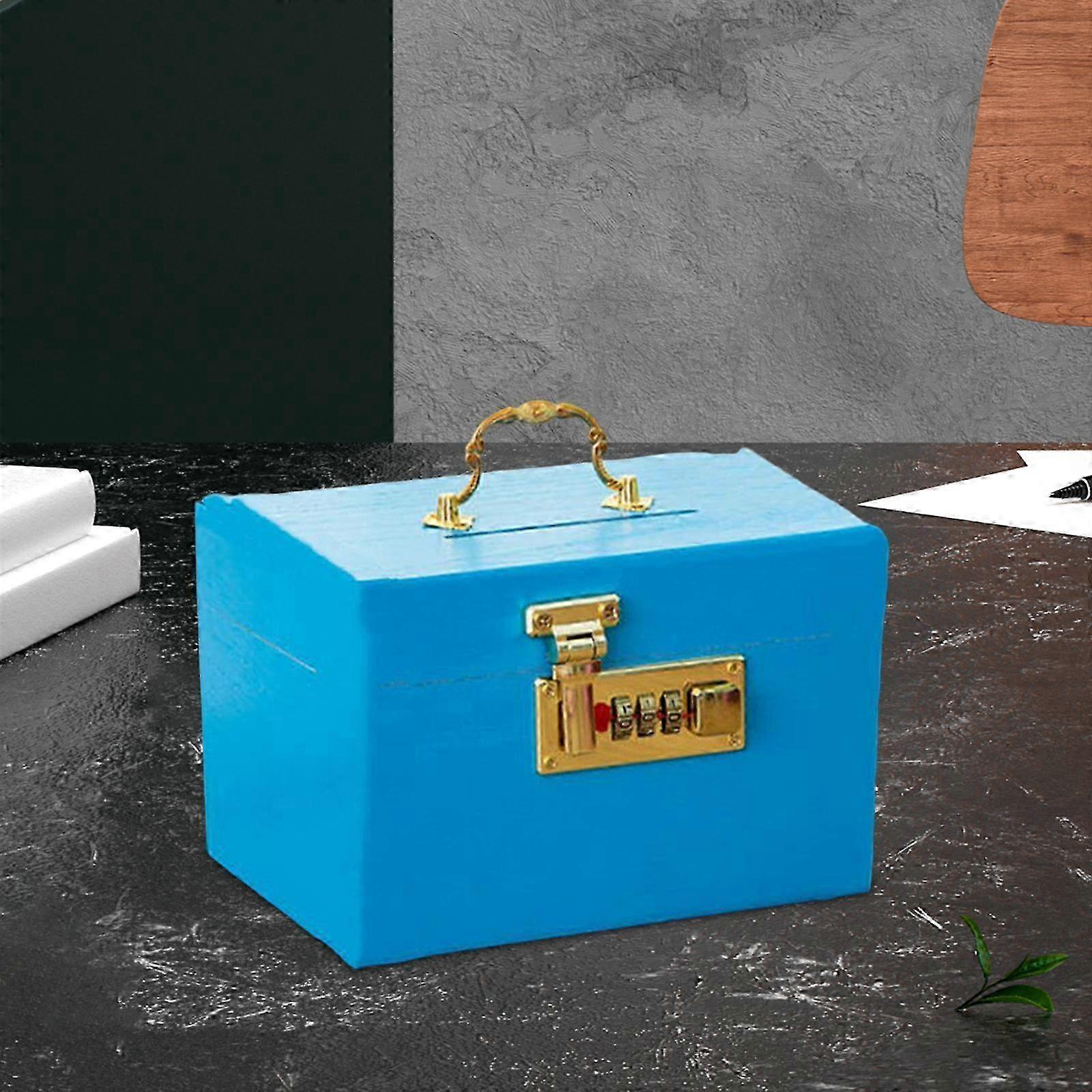 Locking Wooden Piggy Bank for Adults & Boys, Portable Large Capacity Money Saving Box with Key