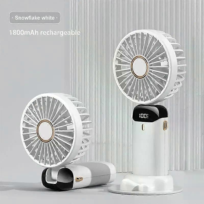Handheld Mini Fan Foldable Portable Neck Hanging Fans 5 Speed USB Rechargeable Fan with Phone Stand and Display Screen 1800mAh