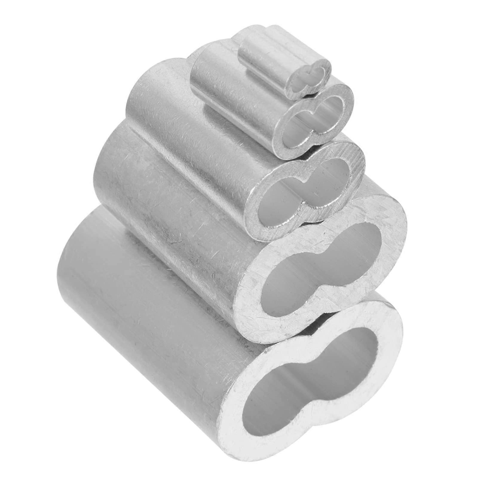 Practical Cable Ferrules 50pcs Aluminum Crimping Loop Sleeves Wire Clamp for Steel Cable and Wire Rope Connections