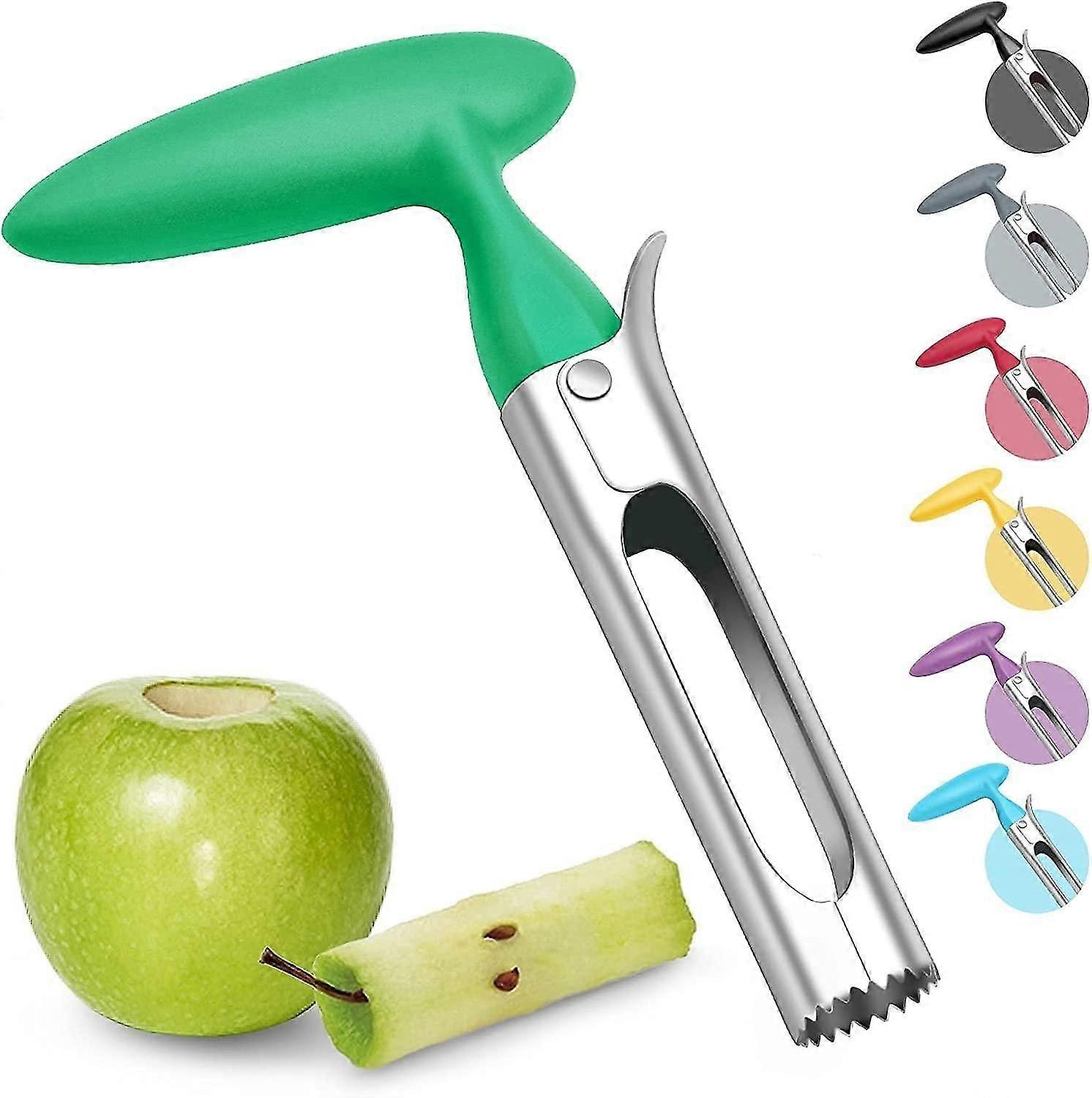 Apple Corer, Apple Corer with ABS Handle and Stainless Steel Serrated Blade, Core Corer, Green