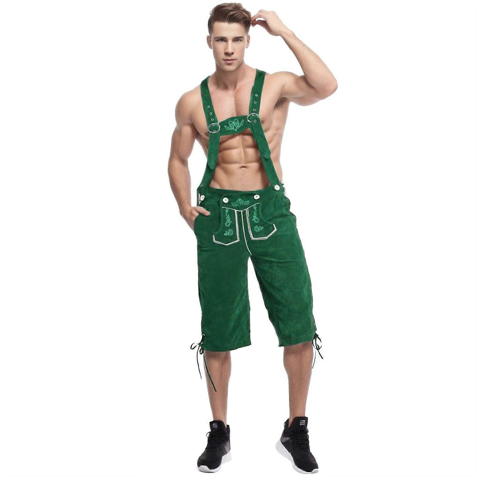 Men's bavarian lederhosen shorts with Faux suede suspender pants (m Theme