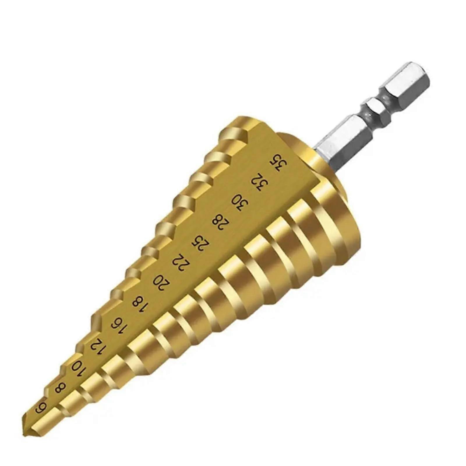 6-35mm Hexagon Shank Step Drill Bit for Wood and Metal, High-Speed Steel Multi-Function Hole Opener Tool 1Pc