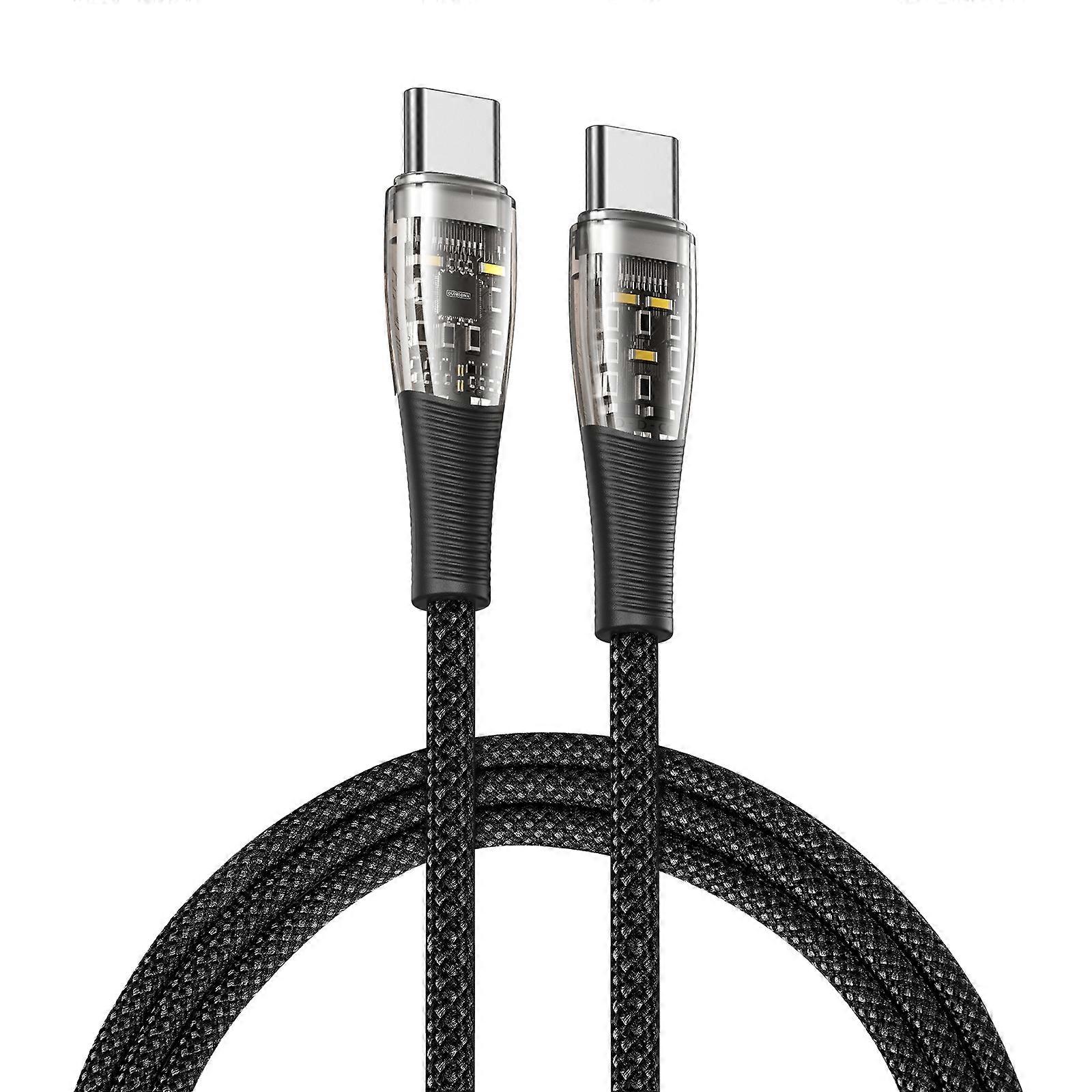 DUZZONA A6 65W USB-C/Type-C to USB-C/Type-C Transparent Fast Charging Data Cable, Length: 1m