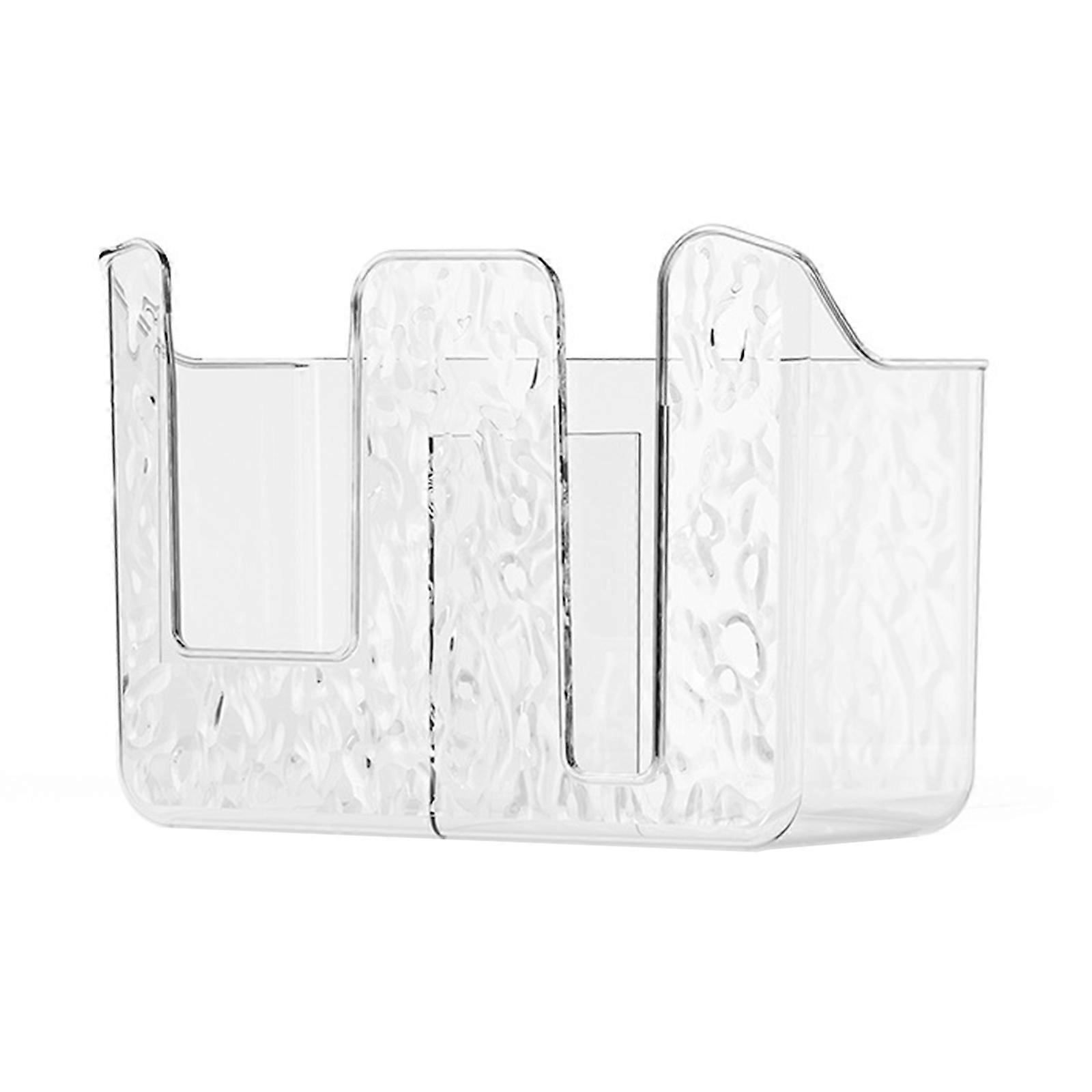 Two Section Adhesive Tissue Storage Box Transparent Bathroom Dispenser with Duals Compartment Wet Wipes Container