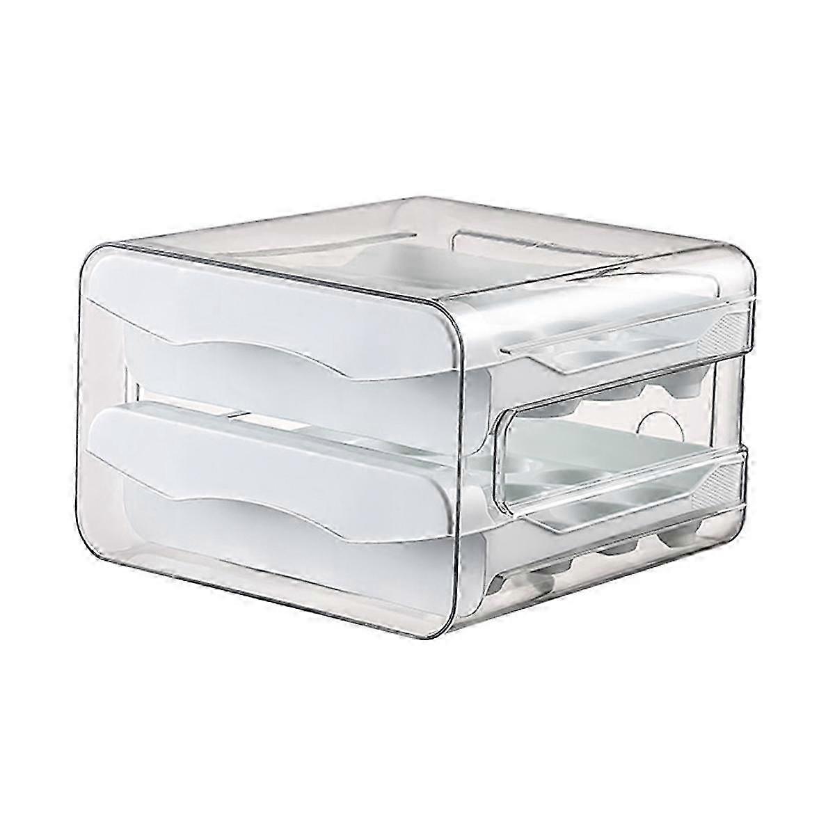 32 Grid Egg Holder,Household Egg Storage Box for Fridge, Transparent 2Layer Chicken Storage Contain