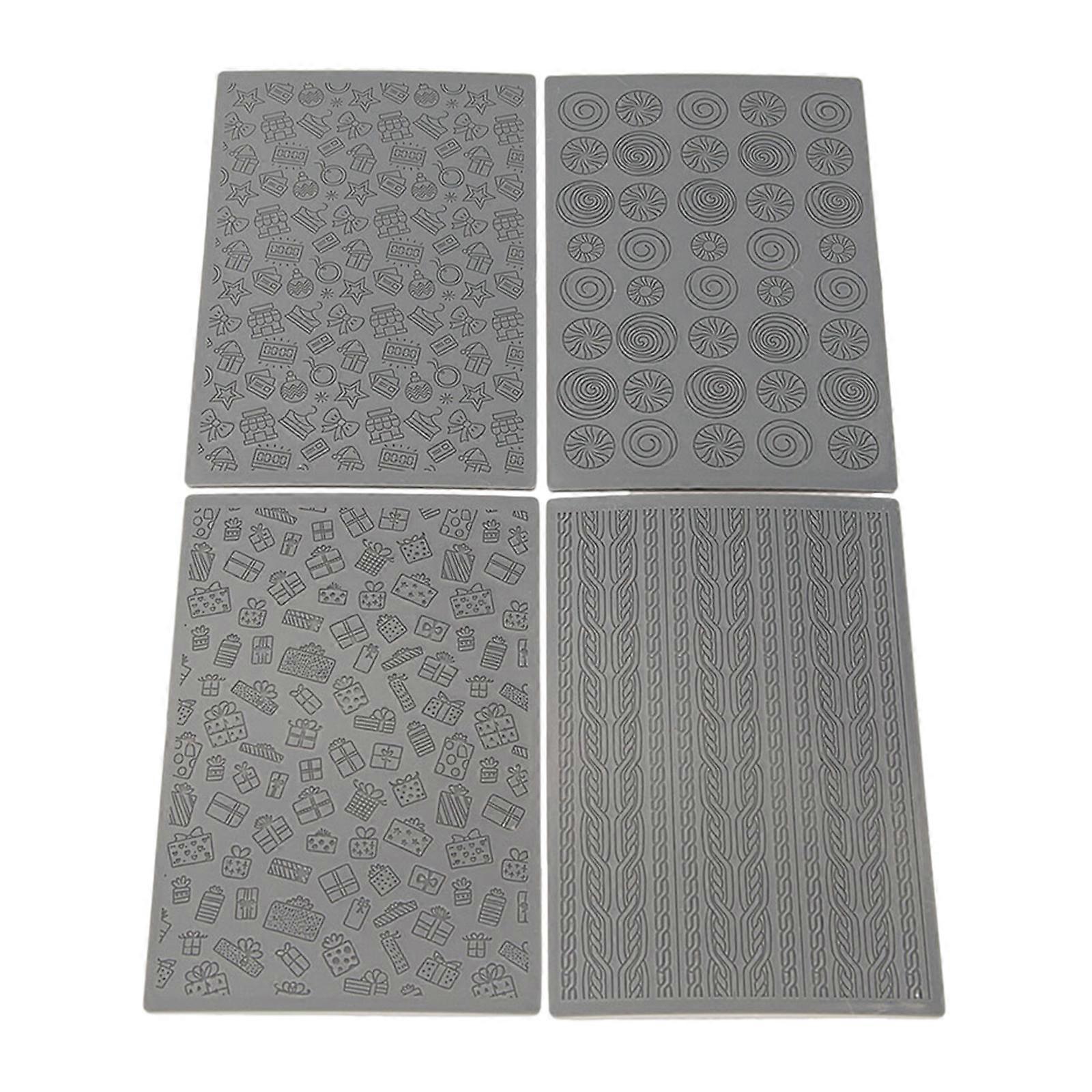 4Pcs Christmas Patterned Clay Texture Mat Clay Texture Sheets, Knotted Stripe Clay Earrings Texture Sheet