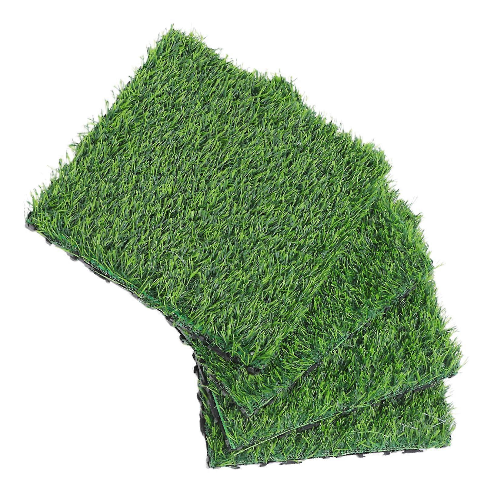 Artificial Grass Mat 4-Piece Table Runner Set Moss Look Faux Turf Underlay Dog Grass Mat Plastic Green
