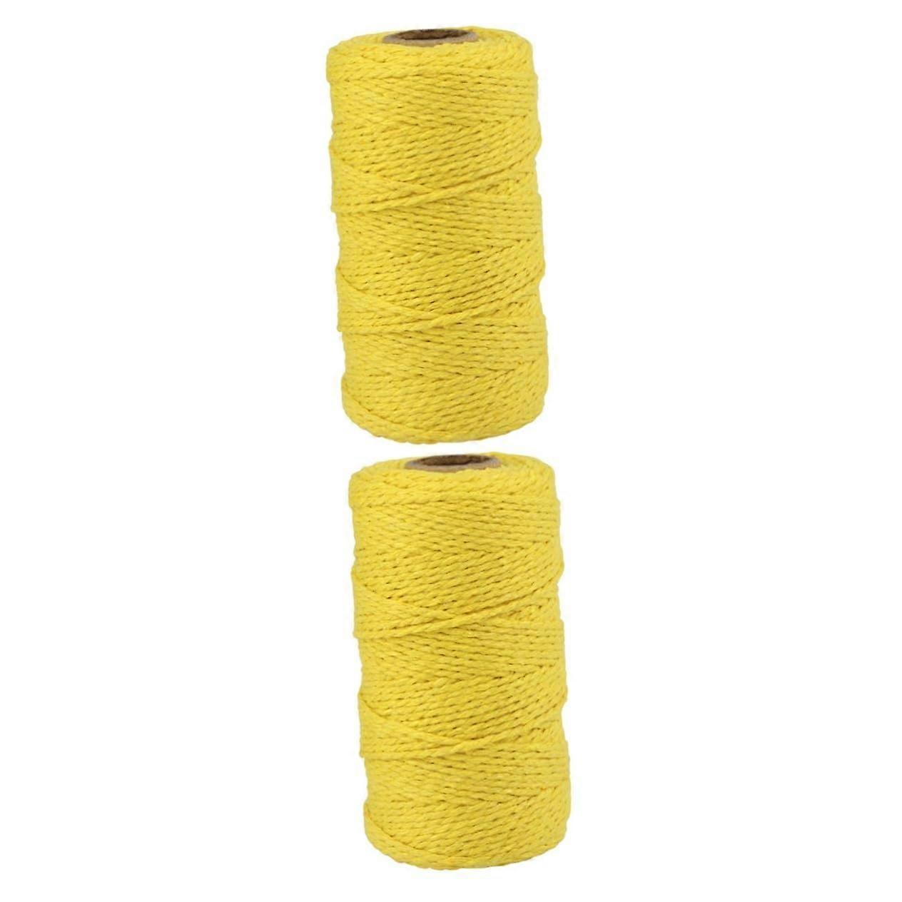 Hemp Rope Mosaic String 2-Pack for Crafts, Decorative Cotton String for Bags, Tapestry and Art Projects, Yellow