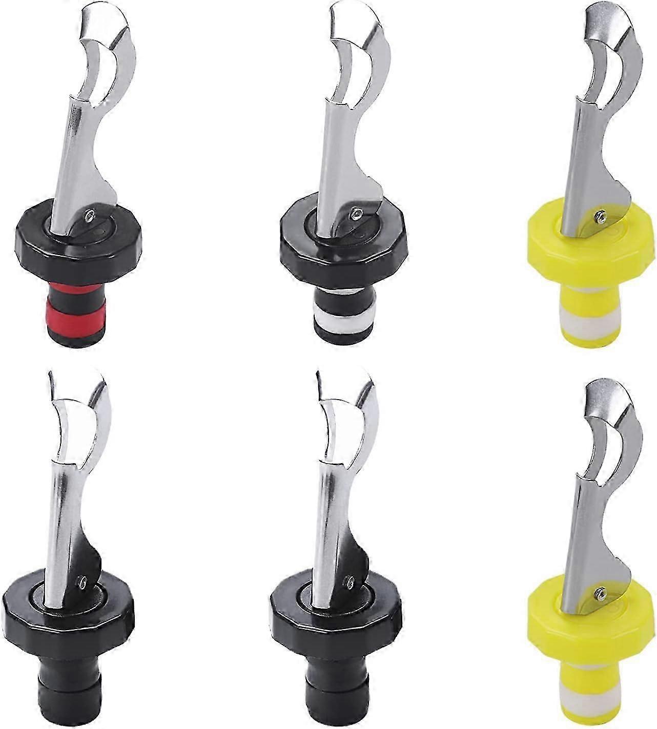 6PCS Tappi di vino ermetici a pressione con apribottiglie in acciaio inossidabile