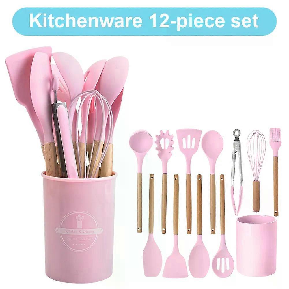 12Pcs Kitchen Utensil Set Cooking Tools Kit with Holder Heat-Resistant Cookware Non-Stick Spatula Set for Home Kitchen