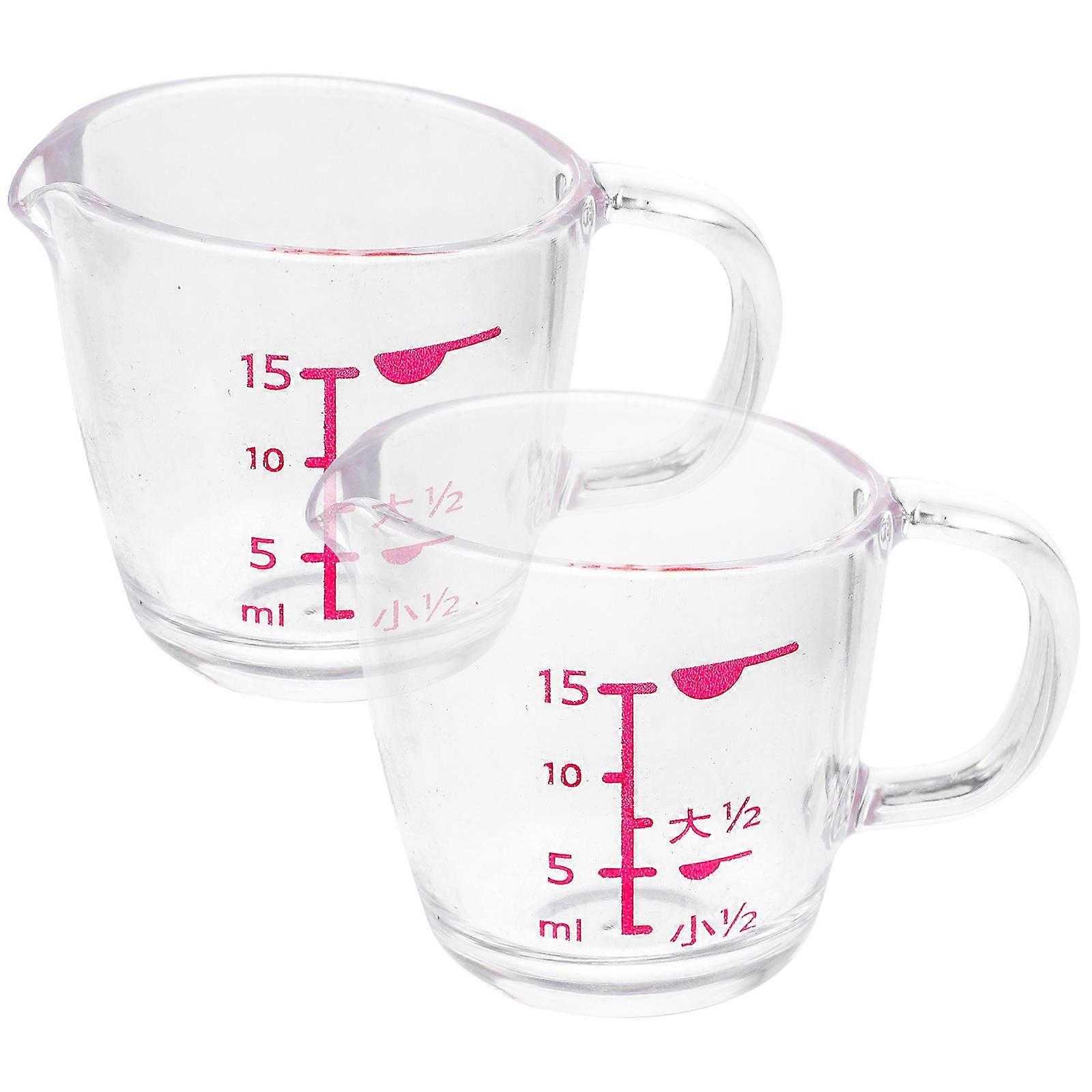 2pcs Measuring Cups With Scales 15ml Plastic Graduated Cups Kitchen Graduated Beaker Clear Scale Cups Liquid Measuring Mixing Cups With Spouts