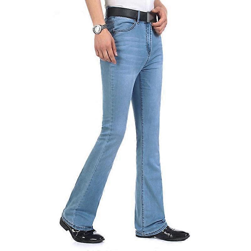Mens Denim Bootcut Pants 70s Western Cowboy Bell Bottoms Flared Jeans Trousers Casual Plus Size