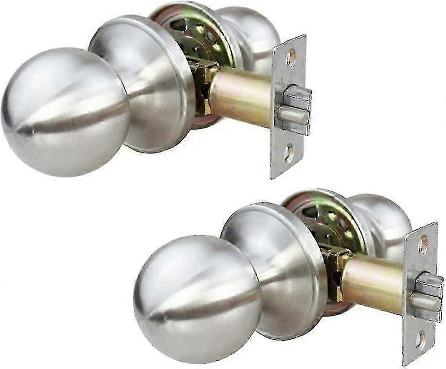 2 Stainless Steel Keyless Door Knobs Set for Bedroom Kitchen Bathroom Laundry