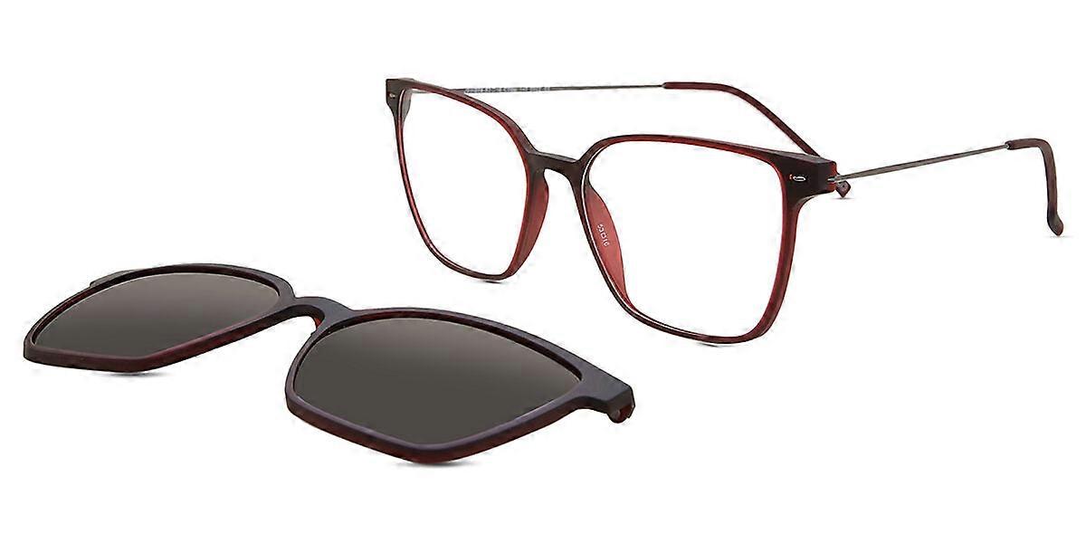 Clip on Square Frosted Red SmartBuy Collection Falan With Clip-On JSV-275 99M Fashion Unisex Eyeglasses