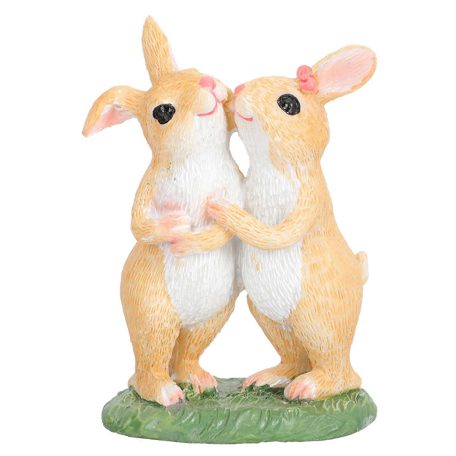 レジンクラフトウサギの装飾繊細な樹脂バニーオーナメントガーデンデコレーション屋内デスクトップの装飾7.5x5.5cm男性女性1個