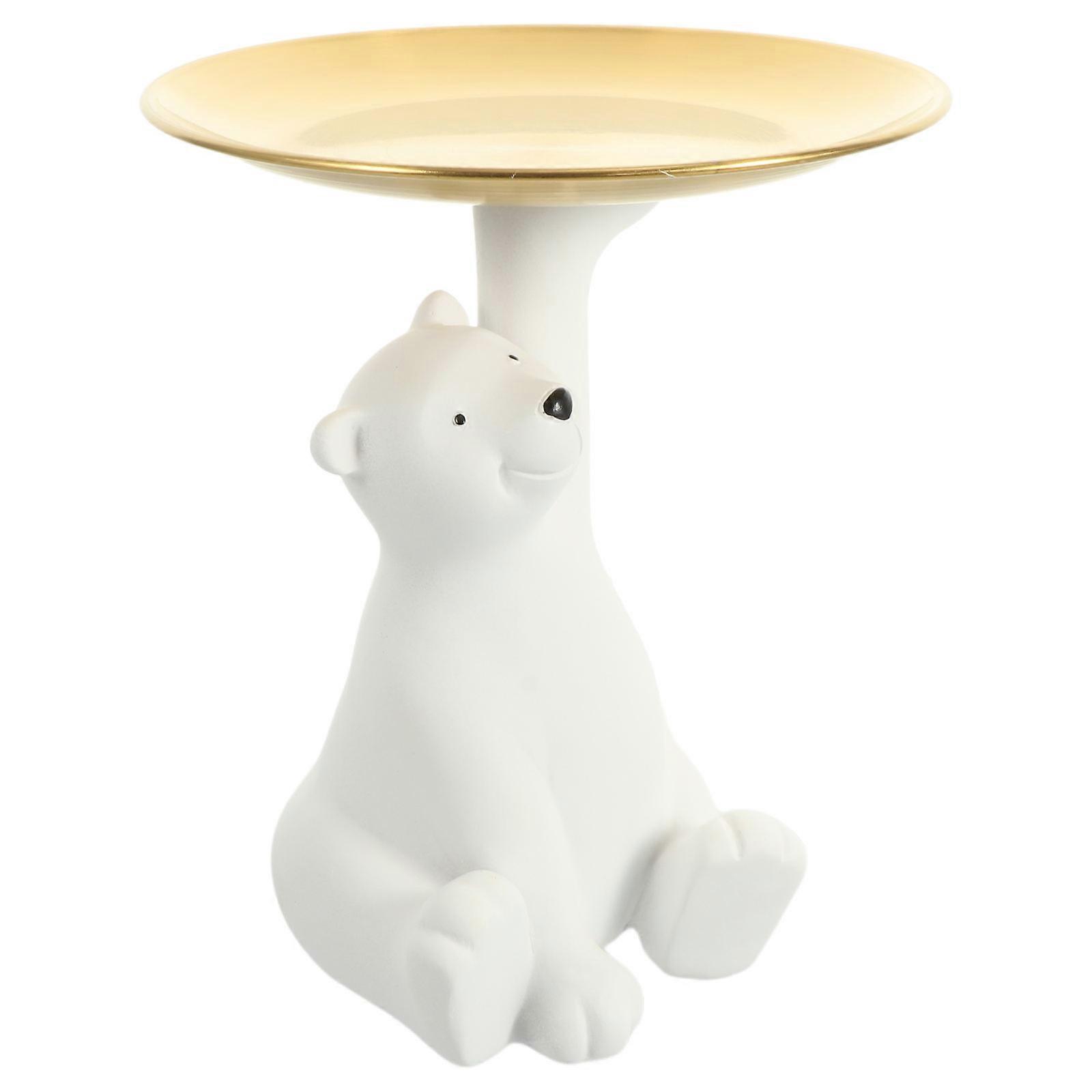 White Resin Polar Bear Statue for Decor Desktop Tray with Beautiful Color and Creative
