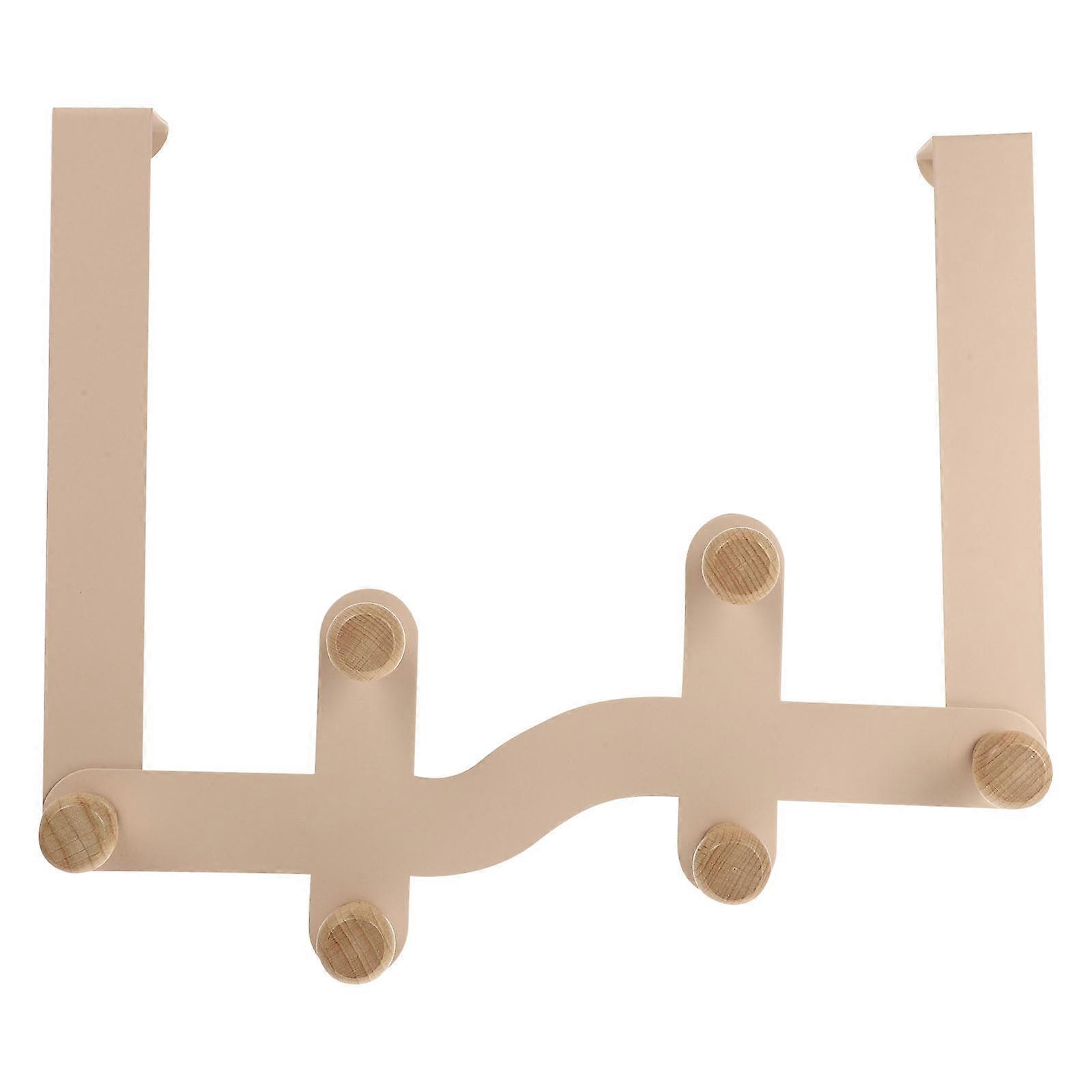 Door Hook Hanger with 6 Wooden Hooks Over the Door Clothes Organizer Pink 30x23cm Holding Daily Items 1Set