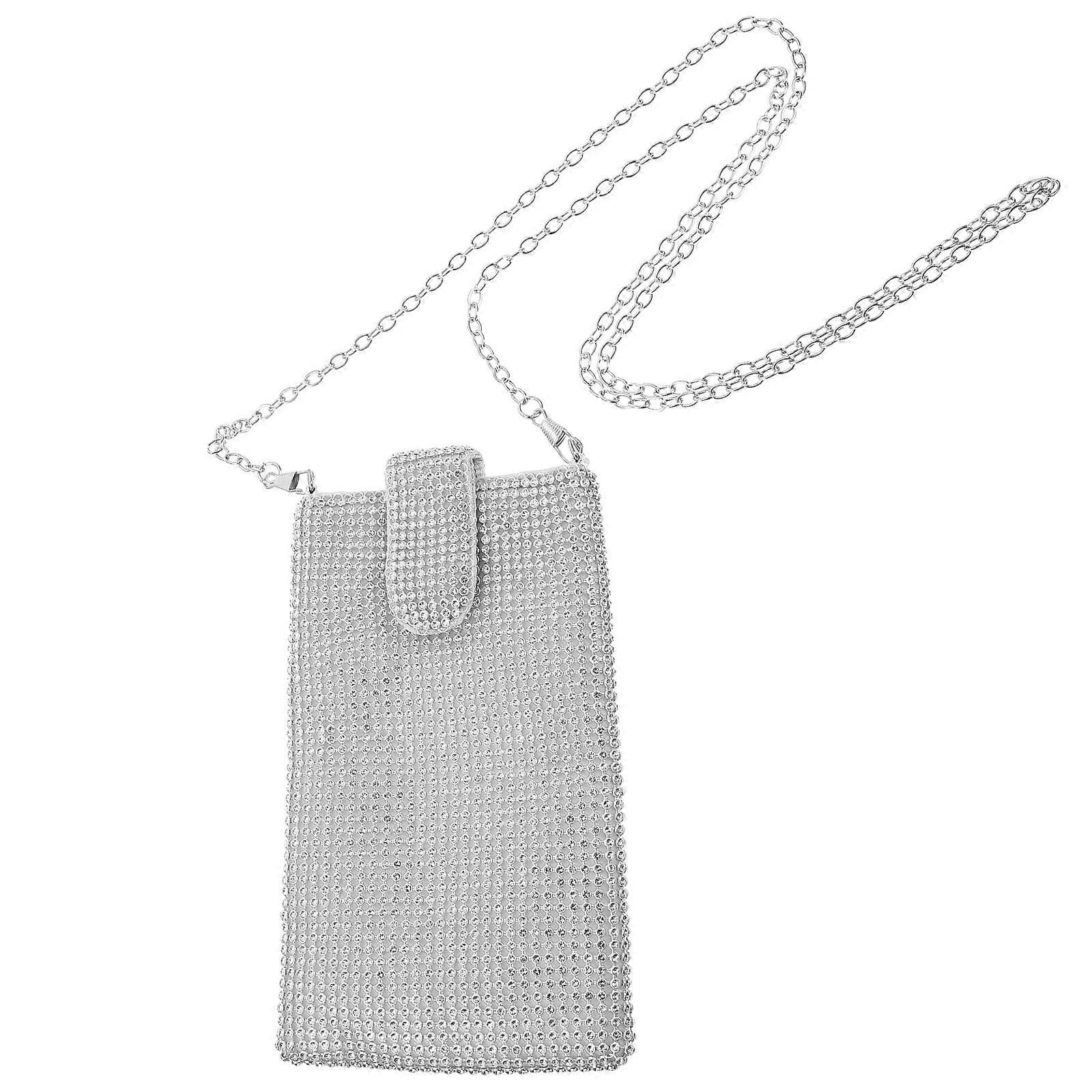 حقيبة مخلب من حجر الراين الفضية الأنيقة للنساء - حقيبة يد مسائية أنيقة لحفلات الزفاف والحفلات والمآدب مع إغلاق بسحاب