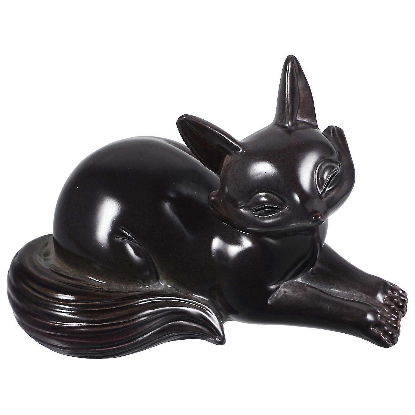 Color Changing Fox Figurine Resin Tea Pet Statue Adorable Desktop Ornament Home Decor Temperature Responsive Design Tabletop Fox Shaped Decor