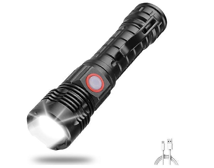 LED XHP50 Flashlight Rechargeable, 800 Lumens Handheld Torch with 5 Modes Flashlight Zoomable Waterproof Torch Lamp(Black)