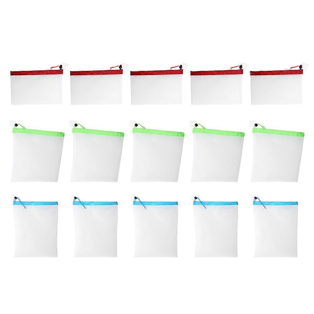 Clear Drawstring Bag Polyester Storage Pouch Large Capacity For Home Use Kitchen Organization Vegetable Classification 15Pcs