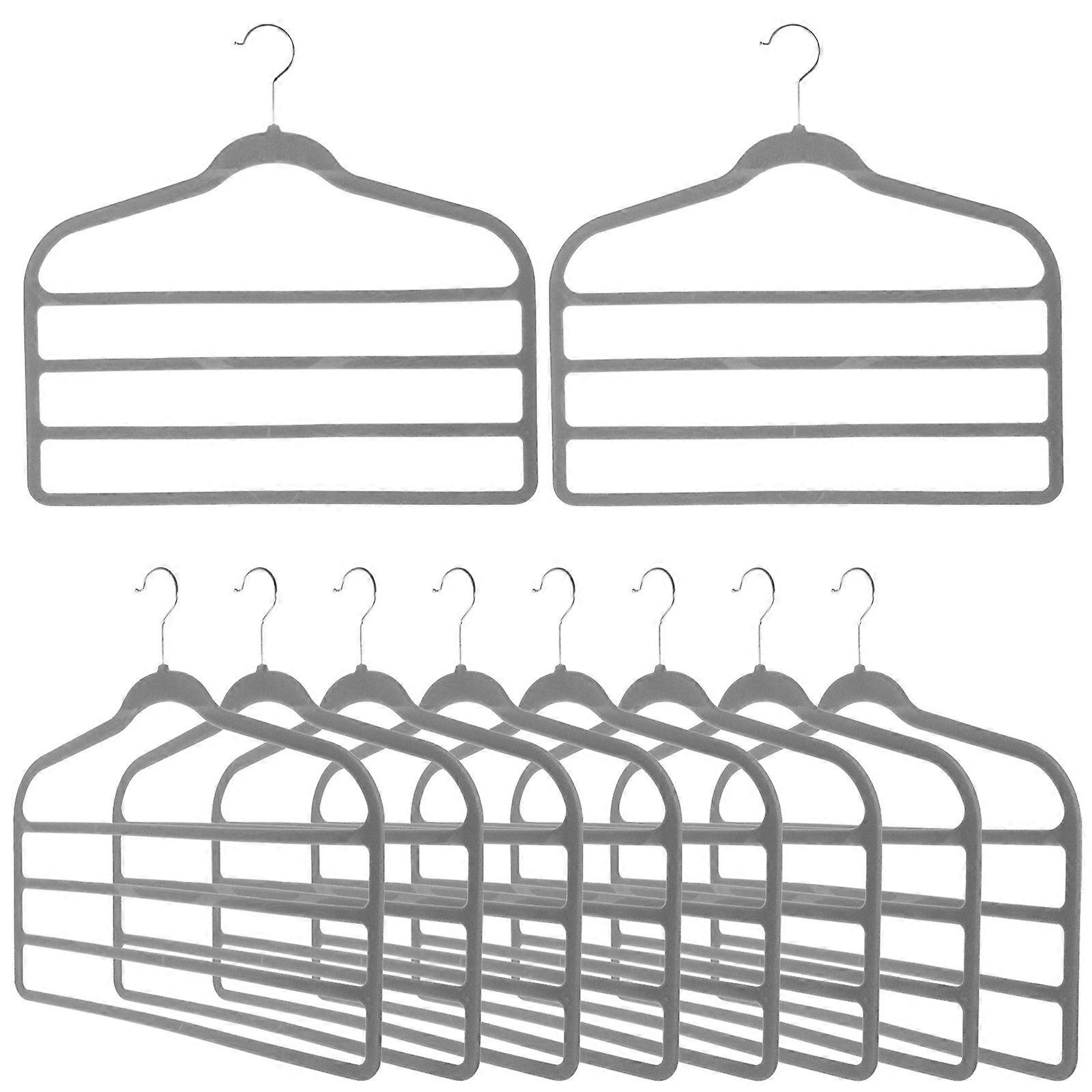 Flocking Clothes Hangers Practical Style Closet Organization Multi Function Storage 10Set