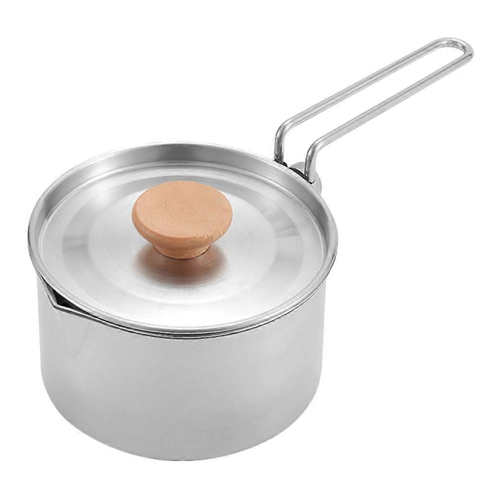Portable Cookware For Outdoor Use Round Silver Cooking Pot For Hiking Camping 1Pcs