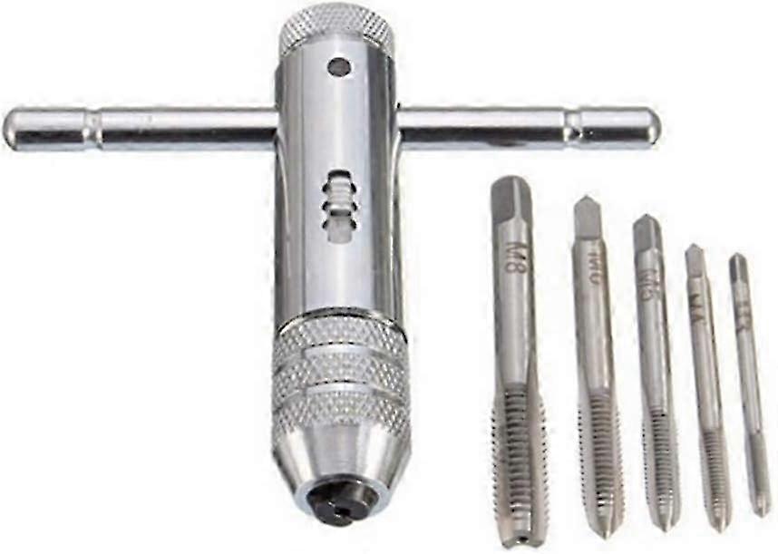Kits T Bar Handle Ratchet Tap Holder Adjustable Tap Wrench with 5pcs M3-M8 3mm-8mm Metric Plug Machi Edition 0620