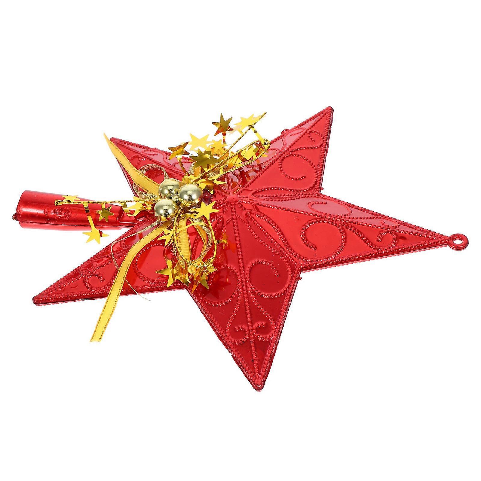 Star Topper for Tree Christmas Ornament Red Glittering Design 20cm Festive Atmosphere Enhancement 1Pack