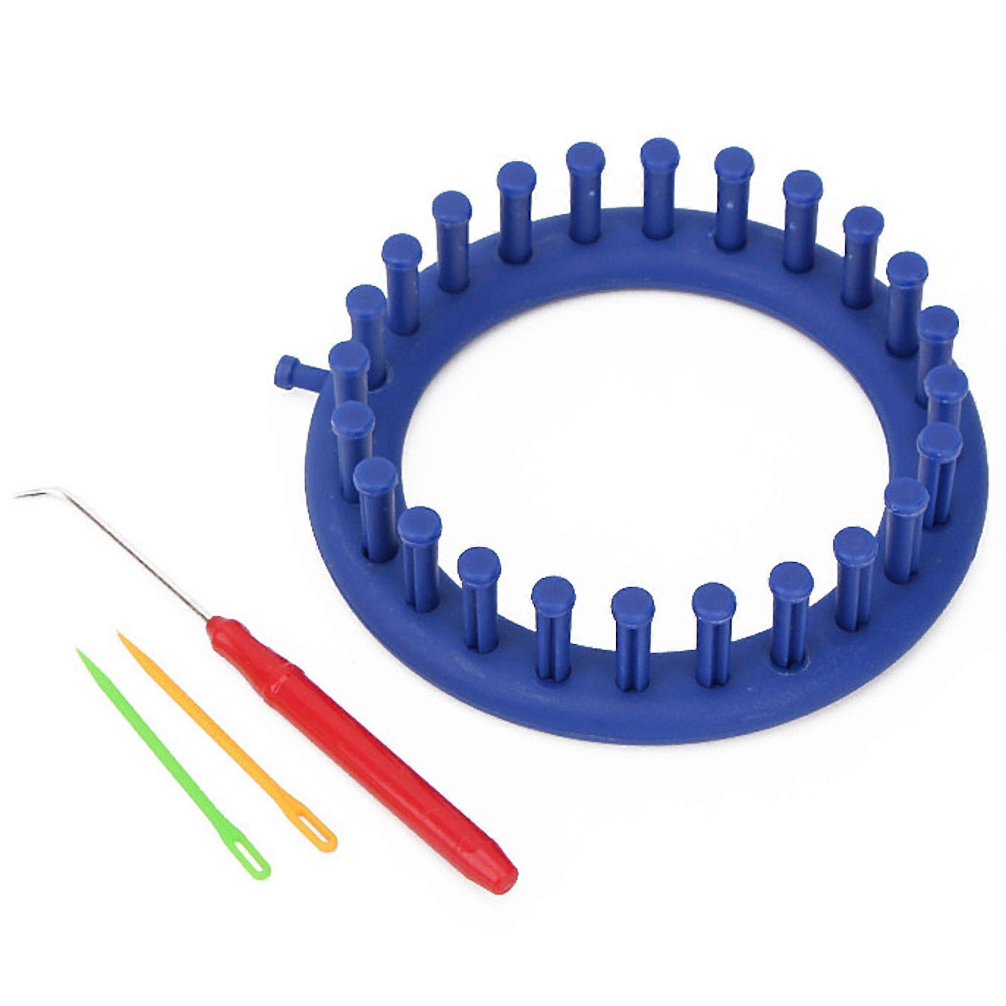 Circular Knitting Loom Kit For Hats And Scarves, Beginner Friendly, 14 Cm, With Hook Needle, Blue