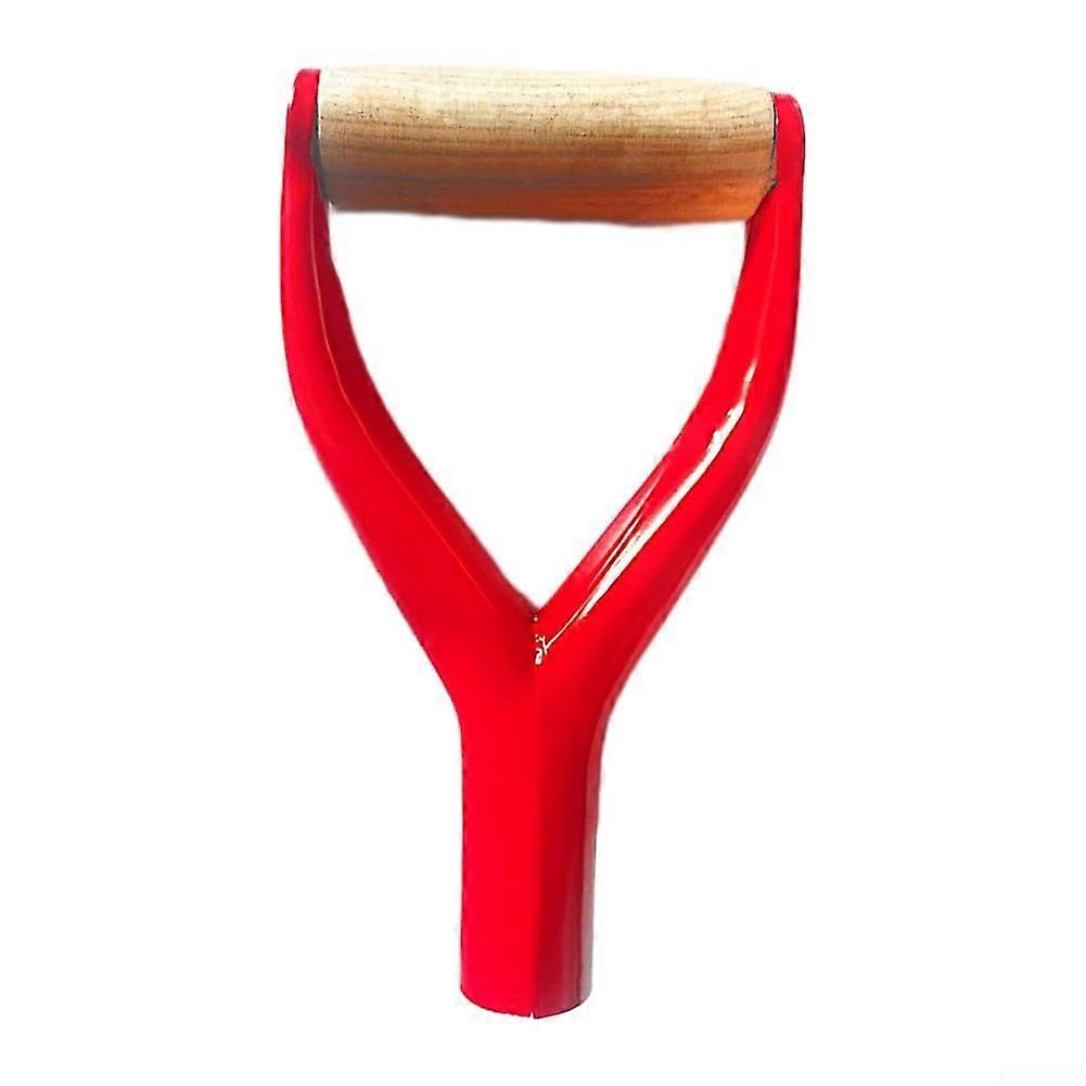 Robust iron shovel handle with comfortable grip for garden and snow applications (red)
