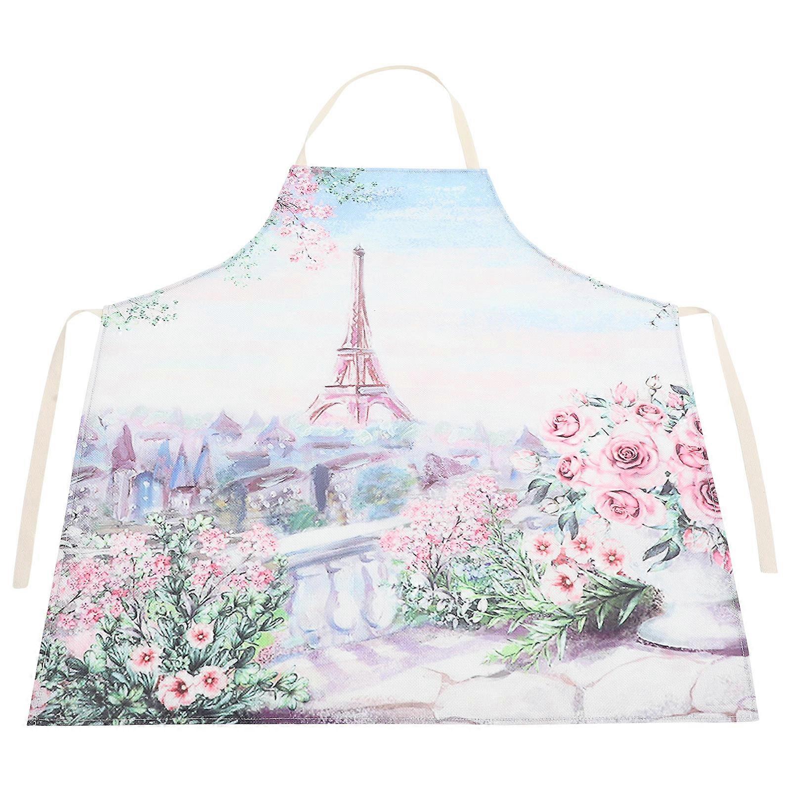 Dish Washing Aprons Eiffel Tower Pattern Kitchen Apron Stain Resistant Easy-to-clean Adjustable Neck for Men Women Multi 70x60CM Protective 1Set