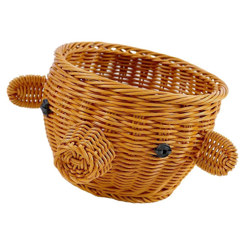 Woven Imitation Pig Head Fruit Basket Rustic Multi Function Bread Tray Storage for Kitchen Dining Table Home Hotel Party Use