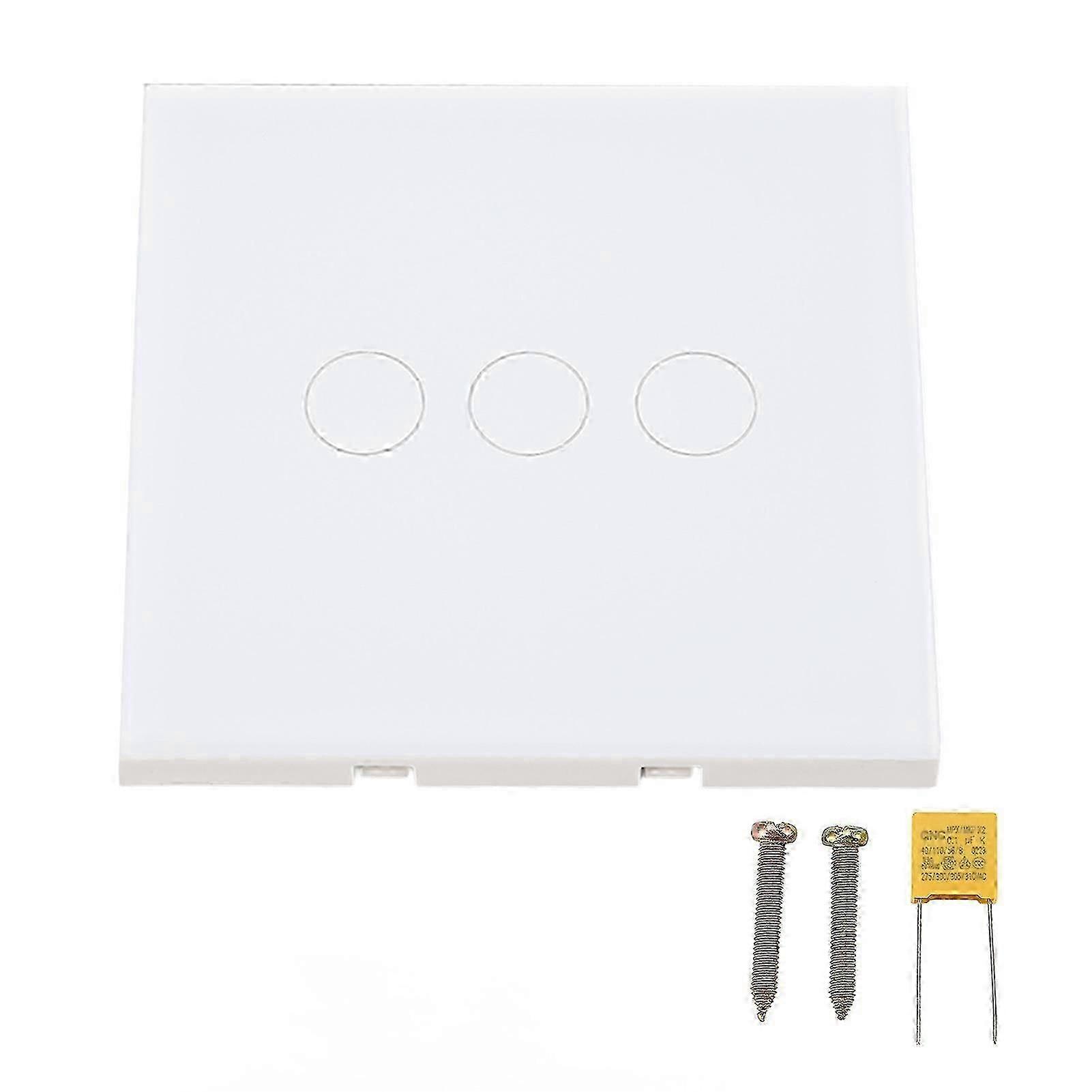 Smart Light Touch Switch White Tempered Glass Single Live Wire Control Wall Mounted Light Switch 110240VAC