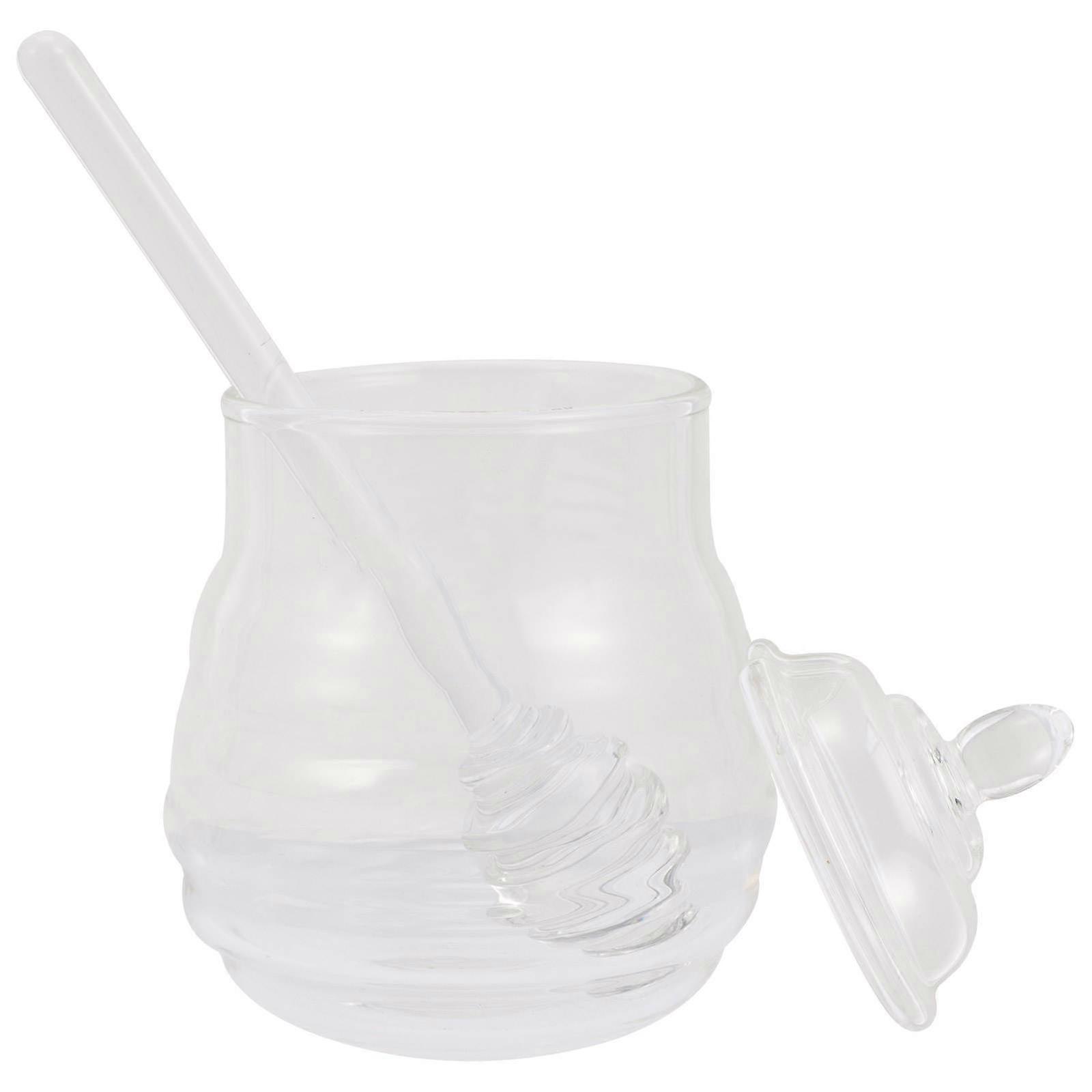 Clear Honey Jar Set with Lid and Stirring Rod – Compact Kitchen Storage Container for Easy Honey Dispensing and Multipurpose Use