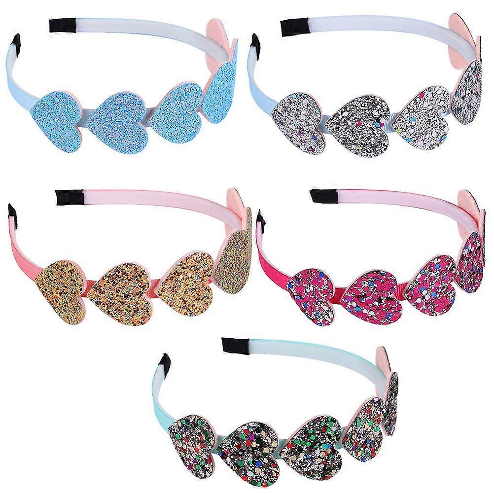 Gumičky do vlasov pre batoľatá lesklá čelenka so srdcom na maškarné večierky a plesové dekorácie 5ks