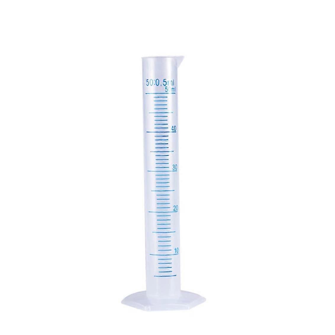 50 ml plastic graduated measuring cylinder, laboratory beaker test tube for liquid measurements, chemical and school science experiments