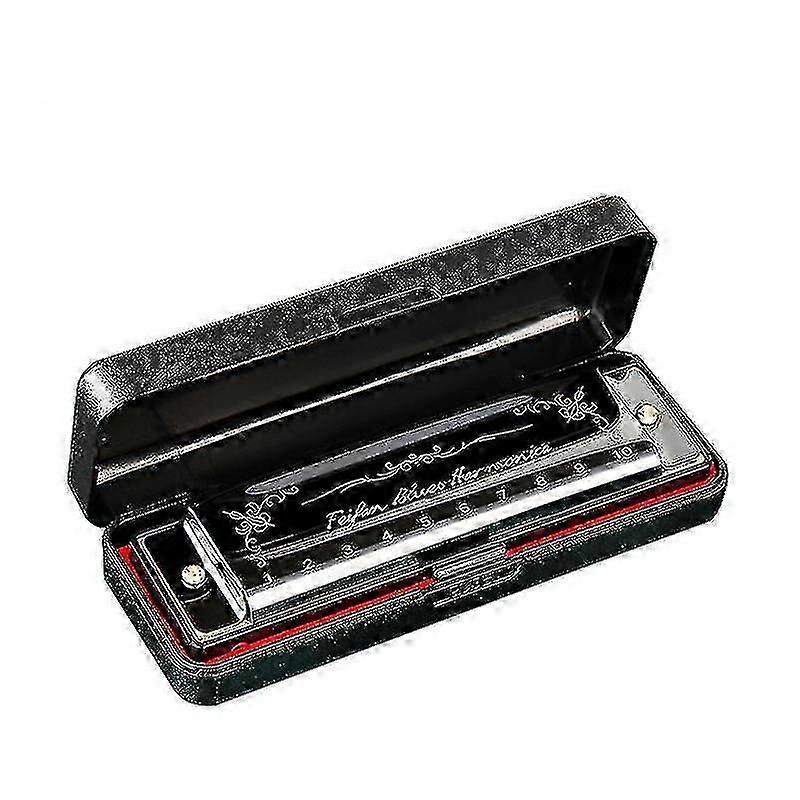 Black 10 Hole 20 Blues Deluxe C Harmonica for Beginners