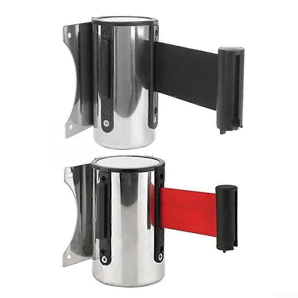 Retractable Crowd Control Barrier Strip, Wall-Mounted, Easy to Use, Black Material, Flexible Management Solution