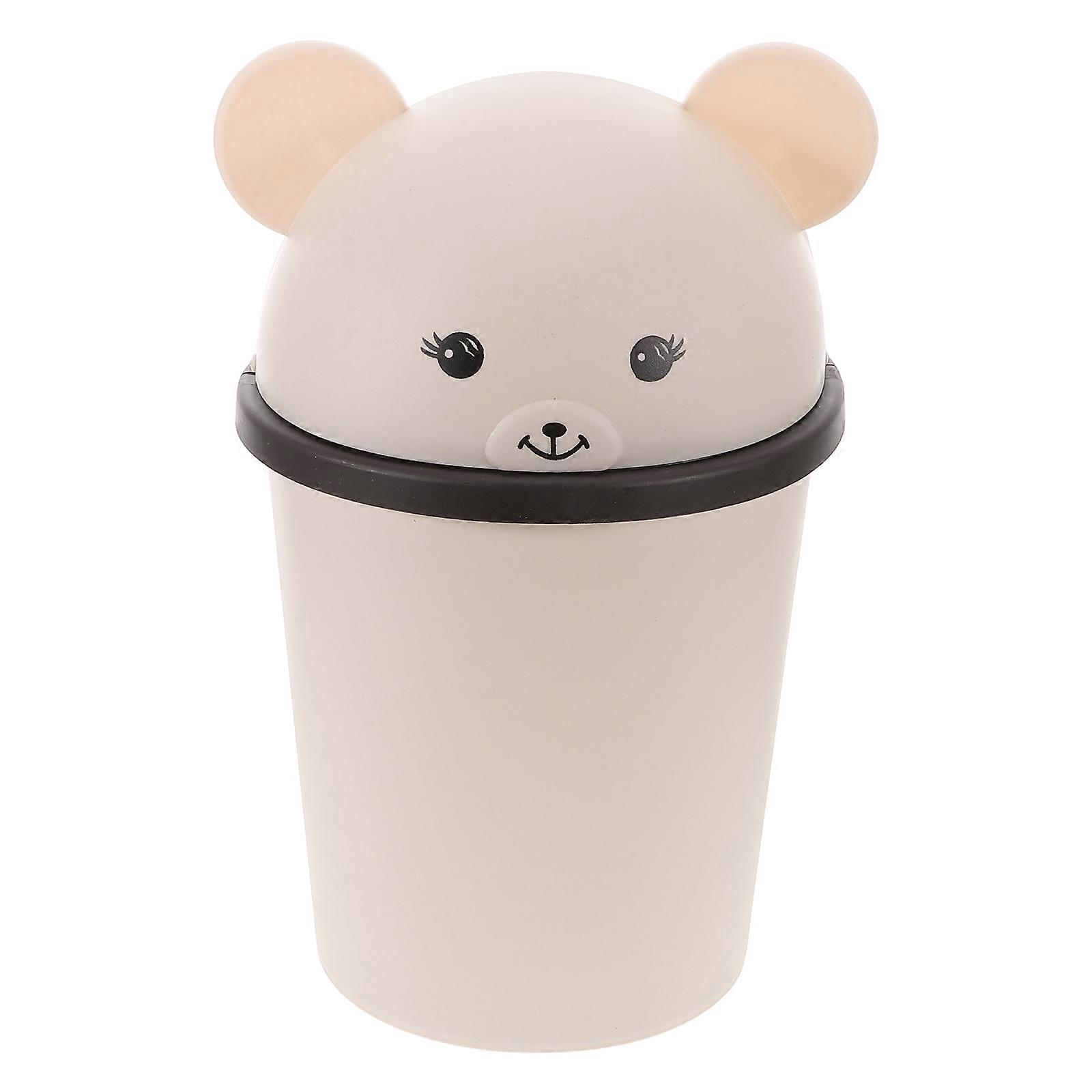 Creative Trash Can Large Capacity Bear Shaped Wastebasket for Bathroom Use Multi Color 10L Swing Lid 1Set