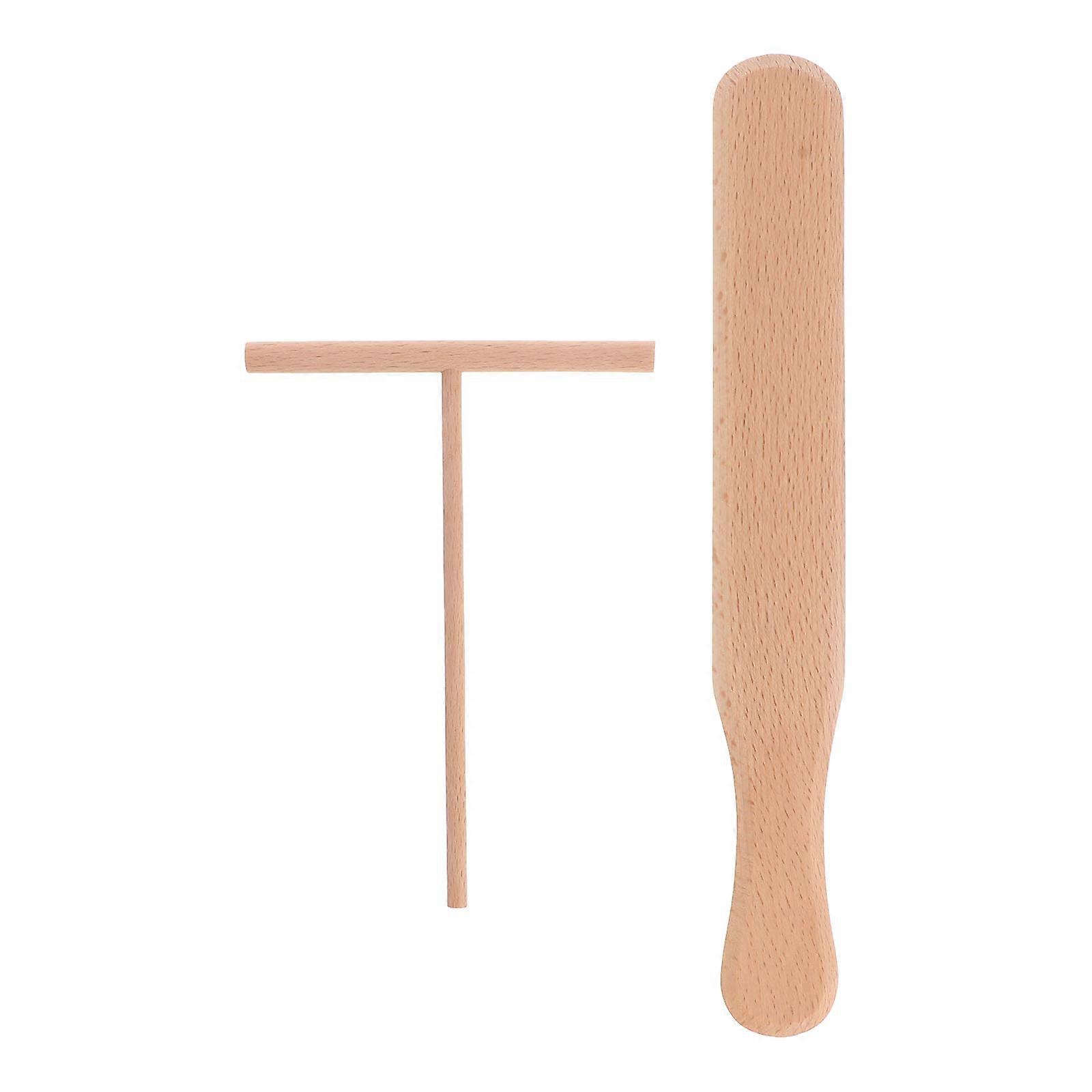 Wooden Crepe Spreader And Spatula Tortilla Rake Pancake Cooking Utensils For Home Cooks 6 x 16.5cm(Handle) 2Pcs
