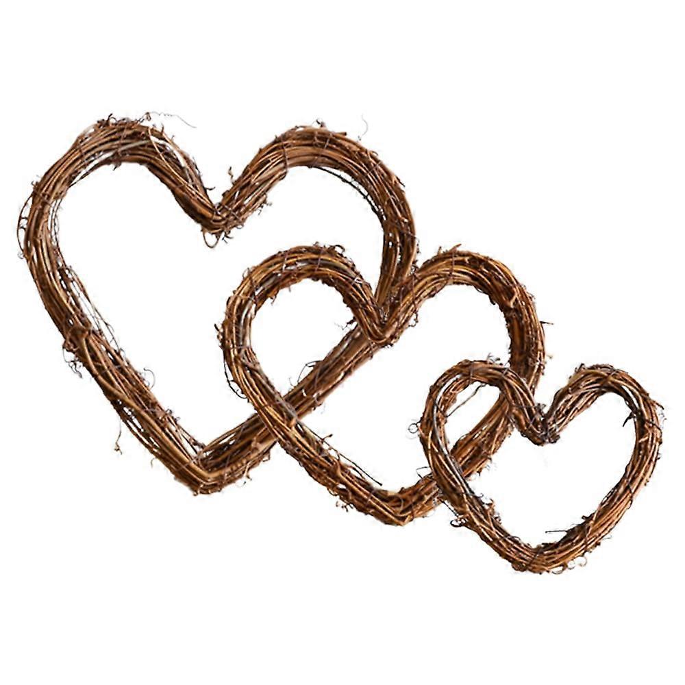 Front Door Decoration Pack of 3 Rattan Wreath Heart Willow Wreath Rustic